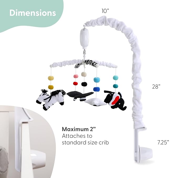 The Peanutshell Baby Crib Mobile for Boys & Girls, Musical, Montessori Nursery Mobiles, Black and White Crib Decor, High Contrast Mobile, Crib Toys Hanging, Crib Accessories Boy