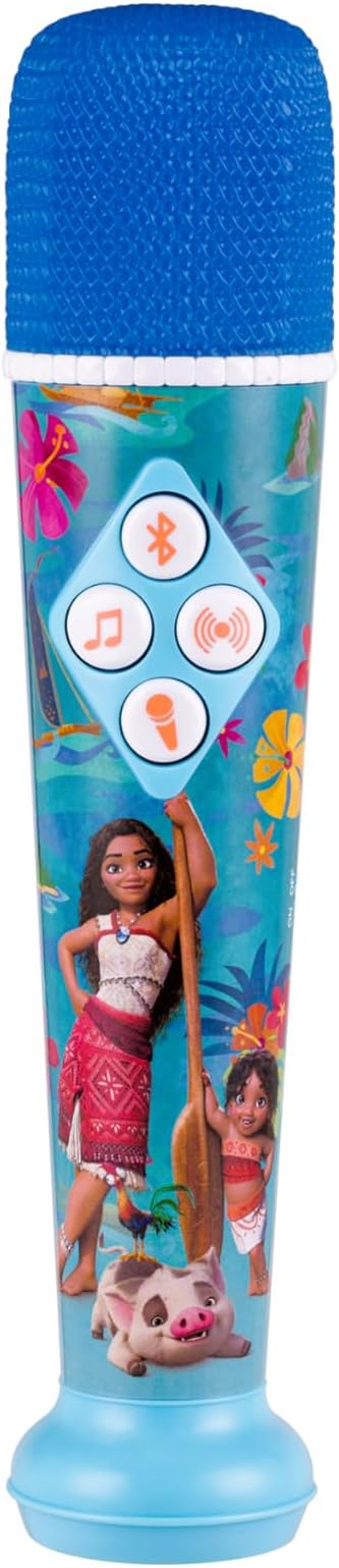 eKids Moana 2 Karaoke Microphone for Kids, Bluetooth Microphone Includes Built-in Music and Light Show, Designed for Fans of Moana Toys