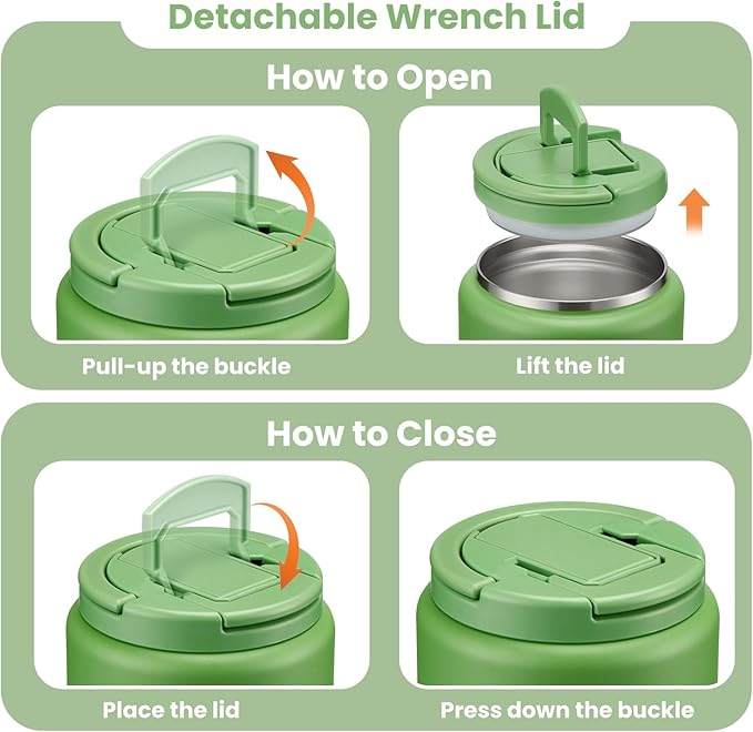 Soup Thermo for Hot Food Kids 13.5oz Lunch Containers with Buckle Lid Wide Mouth Hot Food Jar Vacuum Insulated Stainless Steel Bento Box Leakproof with Spoon(Green)