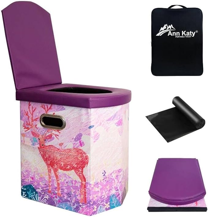 Upgrade XL Portable Toilet for Adults, Extra Large Portable Travel Floding Toilet, Camping Tall Toilets with Lid for Adults and Kids Compact Potty for Car,Hiking,Beach and Camping