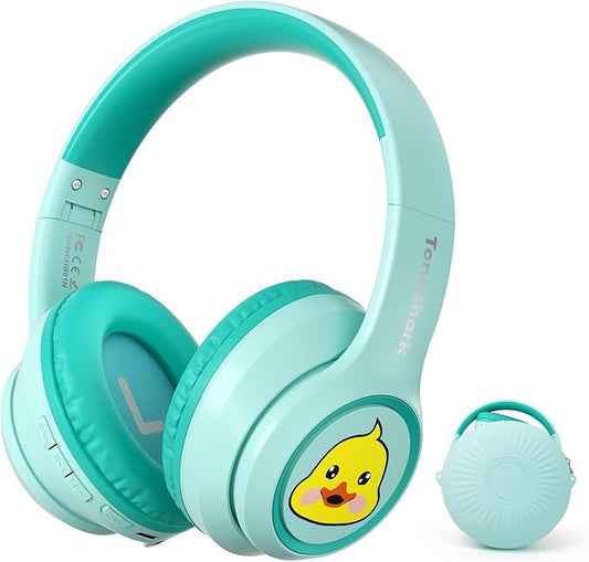 Active Noise Cancelling Kids Headphones, 60H Playtime, Wireless Bluetooth Over-Ear Headset, Built-in Microphone for Home/School/Travel/Party - Includes Portable Case