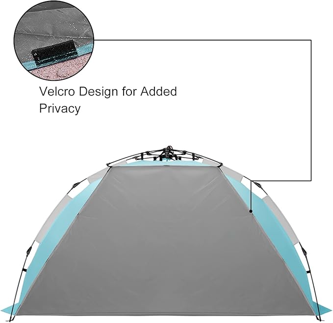 Oileus X-Large 4 Person Beach Tent Sun Shelter - Portable Sun Shade Instant Tent for Beach with Carrying Bag, Stakes, 6 Sand Pockets, Anti UV for Fishing Hiking Camping, Waterproof Windproof, Sky Blue