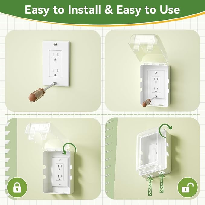 SAFELON 1Pcs Baby Proof Electrical Outlet Box Electrical Outlet Cover Baby Proof Box Plug Cover for Baby Safety (Clear-White)