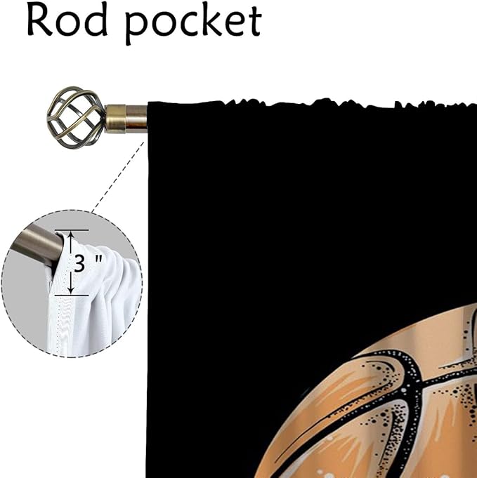 Basketball Blackout Curtains for Boy Girl Room Darkening Decor,Sport Theme Motto Dark Background Bedroom Living Room Home Rod Pocket Thermal Insulated Window Curtain/Drapes Panel,84x84 Inch…