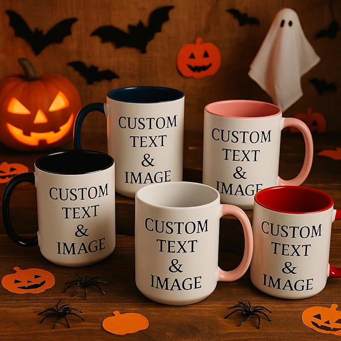 Customized 15oz Ceramic Coffee Mugs with Personalized Text and Photo Image Upload Novelty Gift, Personalize With Different Design And Images, Custom Gift (Red)