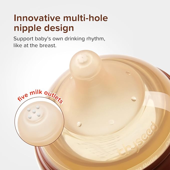 Thyseed Glass Natural Anti-Colic Baby Bottles | Newborn Breast Like Nursing Bottle for Breastfed Babies with Nipple(0-1 Months),5oz,1pack