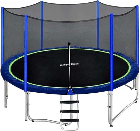 Zupapa Trampolines No-Gap Design 1500 LBS Weight Capacity 16 15 14 12 10 8FT for Kids Children with Safety Enclosure Net Outdoor Backyards Large Recreational Trampoline