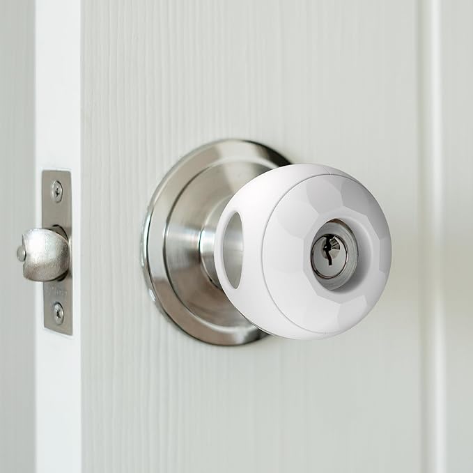 Child Proof Door Knob Covers (4 Pack), Toddler Door Locks, Baby Proof Safety Locks for Doors, Easy Install & No Tools Needed
