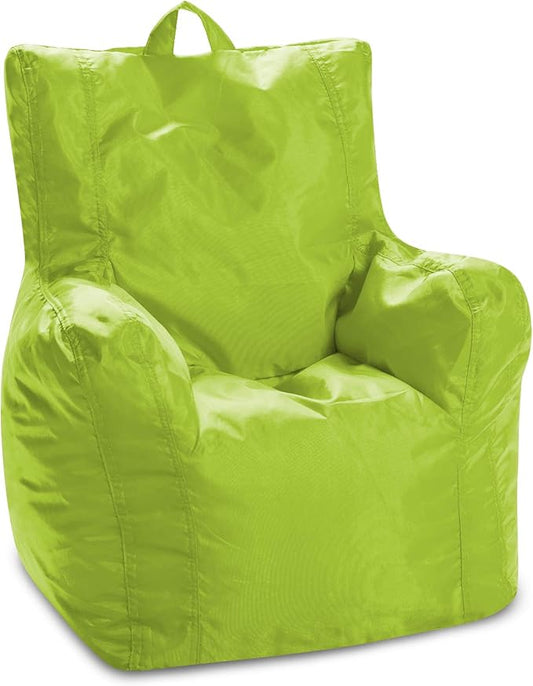 Posh Creations Bean Bag Chair Structured Seat for Toddlers and Kids, Comfy Chair for Gaming, Reading, and Watching TV for Children, Pasadena Chair, Nylon - Lime Green