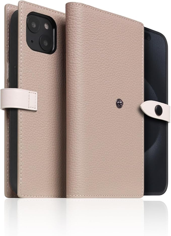 D8 Edition Full Grain Leather Wallet Case for iPhone 15 - [2-in-1] Handcrafted Detachable Diary Style with Magnetic MagSafe Back Cover and Snap Closure, Gift Box Included (Light Cream)