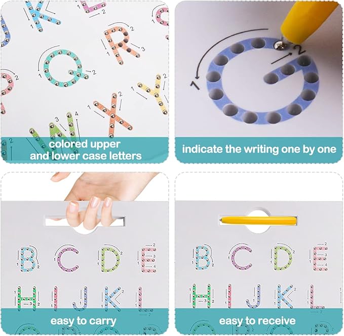 USATDD Magnetic Letters Practicing Board,Tracing ABC Alphabet Magnet Drawing Board Educational Preschool Practice Learning to Write Toys Montessori Uppercase&Lowercase Gift for Kids Toddlers