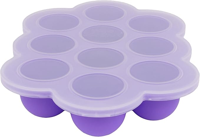 WeeSprout Silicone Freezer Tray with Clip on Lid Perfect Food Storage Container for Homemade Baby Food, Vegetable, Fruit Purees, and Breast Milk (Bright Purple, Ten 1.5 Ounce Sections)