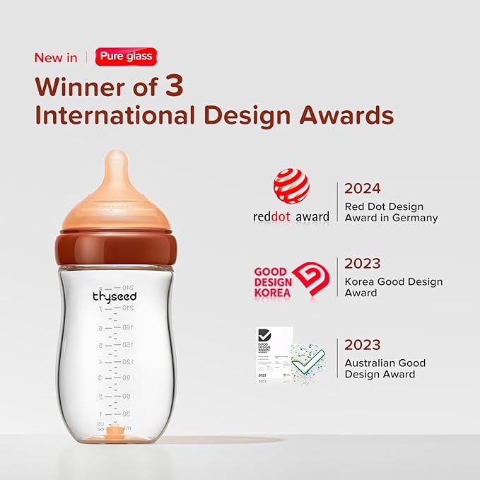 Thyseed Glass Natural Anti-Colic Baby Bottles | Newborn Breast Like Nursing Bottle for Breastfed Babies with Nipple(1-2 Months),5oz,1pack