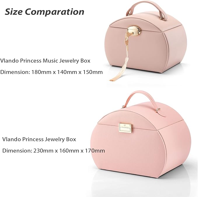 Vlando Musical Jewelry Box with Spinning Ballerina, Lockable Girls’ Jewelry Organizer for Necklaces Rings and Hair Accessories, Gift for Girls and Kids, Blue