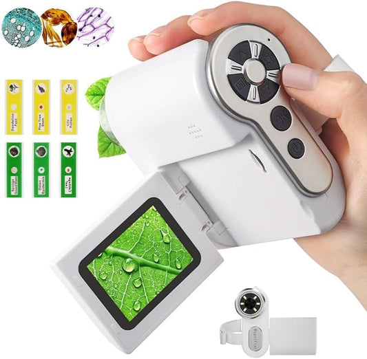 Microscope for Kids, [3-in-1] 1000X Handheld Mini Scope with 2" LCD Screen, Portable Miniscope for Kids 8-12 Halloween Christmas Birthday Edu Gifts, 32GB TF Card Included