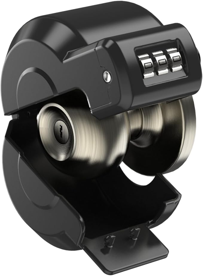 Door Knob Lockout Device Cover to Disable Doorknob/Faucet/Water Valve Hose Lock Door Handle Temporary Lock for Bedroom Door from Outside Handle Without Drilling (2, Black)