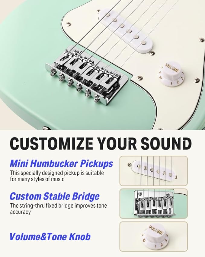 Donner 30 Inch Junior Electric Guitar Beginner Kit ST Style Mini Electric Guitar Starter Package for Teens with Amp, 600D Bag, Tuner, Picks, Cable, Strap, Extra Strings DSJ-100