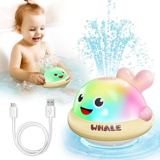 Light up Baby Bath Toys: Whale Bath Toy Sprinkler, Bath Toys for Kids Ages 1-3, Bathtub Outdoor Water Pool Toys for Toddlers 1 2 3 Year Old, Birthday Gift for Boys & Girls