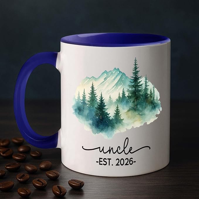 Personalized Uncle EST 2026 Coffee Mug Gift For New Uncles Brother Family, Custom Uncles Accent Coffee Cup 11 15Oz, First Time Uncle White Cup Gift For Birthday Father's Day Pregnancy Announcement