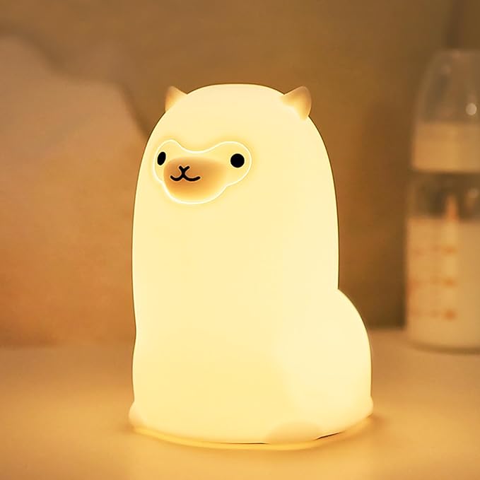 Tremdwoto Alpaca Night Light for Kids，7 Color Baby Nightlight with Touch Control & 1H Timer, Battery Operated Soft Animal Night Light for Nursery, Toddler Room Decor, Gift for Girls, Boys, Women