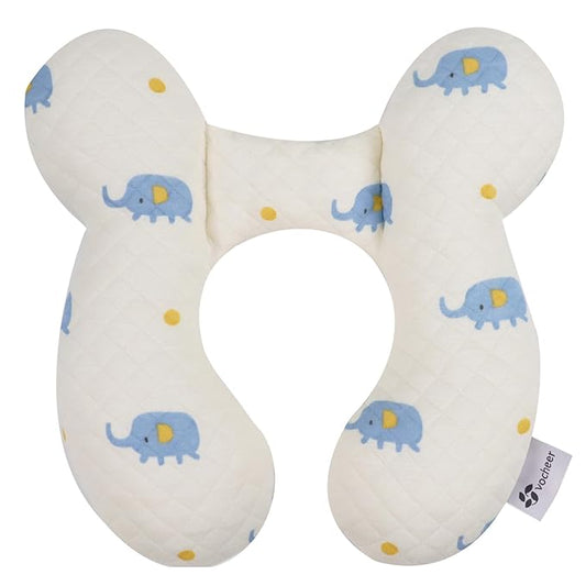 vocheer Baby Neck Pillow(Upgraded),Cotton, Baby Support Pillow, Car Seat Pillows for Newborn, Carseat Head and Body Support, Infant Travel Pillows for Prams, Pushchair, Stroller, Bouncer, Elephant