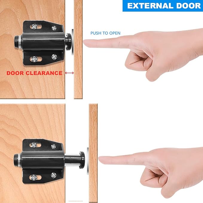 12Pack Magnetic Touch Push to Open Door Latch for Heavy Duty Door Push Release Latch Kitchen Drawer Push Catch Pop Out Latch Kitchen Closet Door Closing (Black)