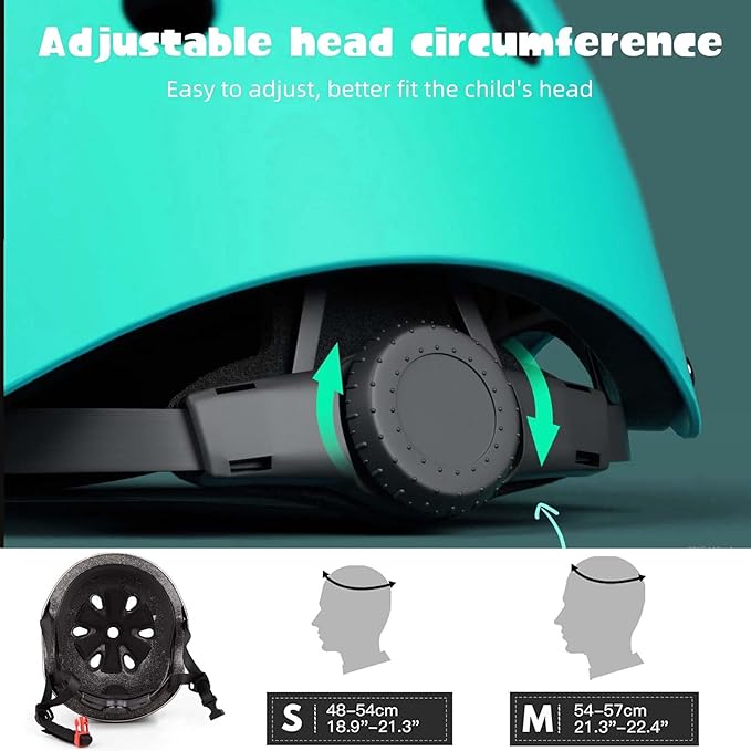 Kids Bike Helmet Set Adjustable for Children, Boys, Girls and Teenagers Aged 3-8 Years Includes Elbow, Knee, Wrist Guards Children's Helmet Protection Set for Bikes SkateboardsRollerskates