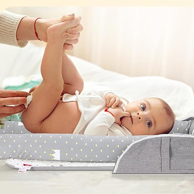 Baby Lounger for Newborn Portable Bag,Baby Lounger Play Mat for Awake-Time,Newborn Babies Essentials Gifts 0-24 Months Home Travel(Crown Grey)