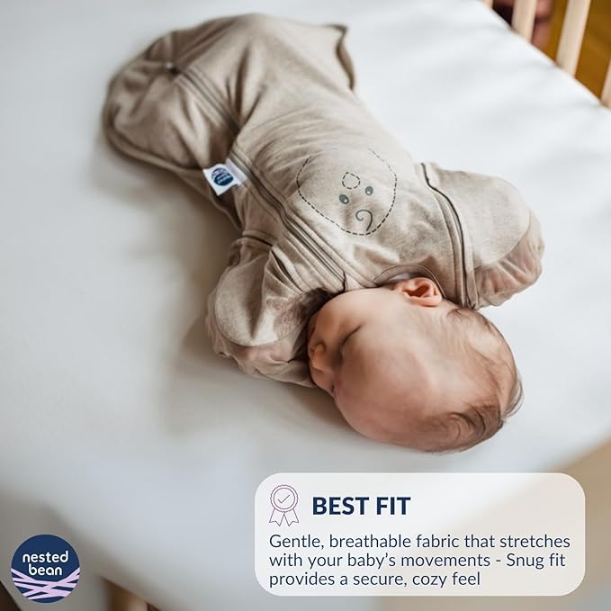 Nested Bean Air 6-in-1 Adaptable Baby Sleep Sack - Unweighted - Comfort & Safety for Natural Sleep, Preferred Arm Position Reduces Startle Reflex, Better for Baby, NB (7-13lbs) Sand
