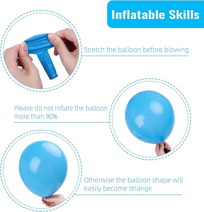RUBFAC 129pcs Light Blue Balloons Different Sizes 18 12 10 5 Inch for Garland Arch, Sky Blue Balloons for Birthday Gender Reveal Baby Shower Party Decoration