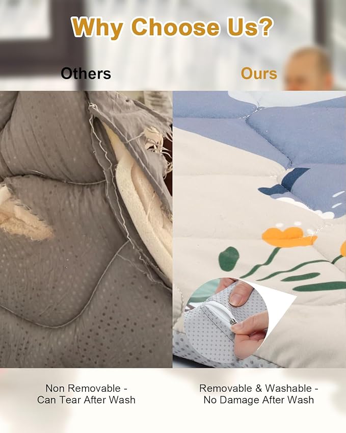 Premium Foam Baby Play Mat 71" x 59" – Removable & Machine Washable Cover, Extra Thick Padding Playpen Mat, Non-Slip Crawling Mat, Easy to Clean for Infants, Toddlers & Babies