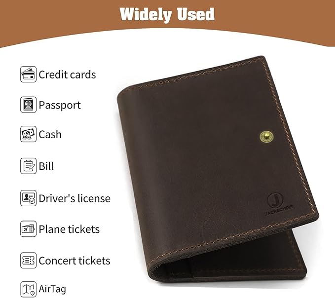 Jack&Chris Genuine Leather Passport Holder For Travel, RFID Blocking Handmade Passport Holder with Card Case Organized & Safe, Quality Travel Essentials for Women and Men for Gifting, Coffee