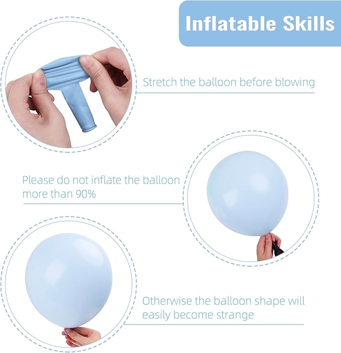 RUBFAC 129pcs Pastel Blue Balloons Different Sizes 18 12 10 5 Inch for Garland Arch, Light Blue Balloon for Birthday Baby Shower Gender Reveal Easter Wedding Party Decoration