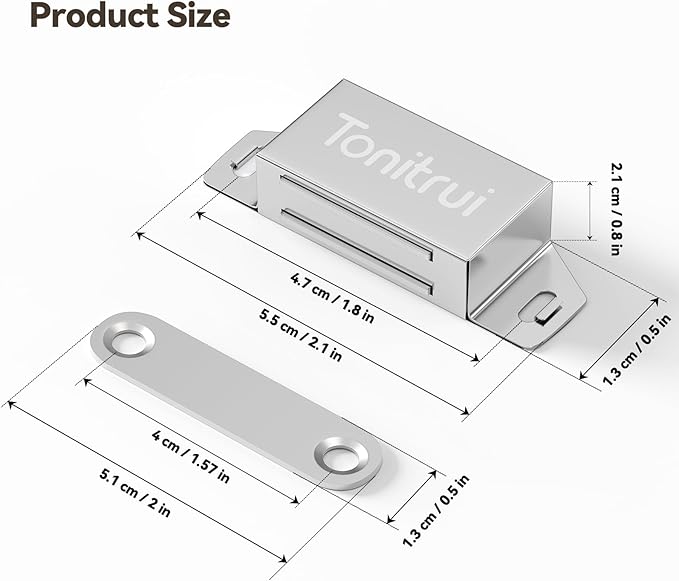 Cabinet Door Magnet, Flat Bottom Cabinet Magnetic Catch with Adhesive, Easy to Install,Only Takes 1 Minute,35lb Magnetic Cabinet Door Drawer Latch(Sliver, 8Pack)