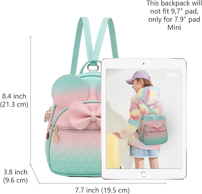 KL928 Girls Bowknot Polka Dot Cute Mini Backpack Small Daypacks Convertible Shoulder Bag Purse for Women