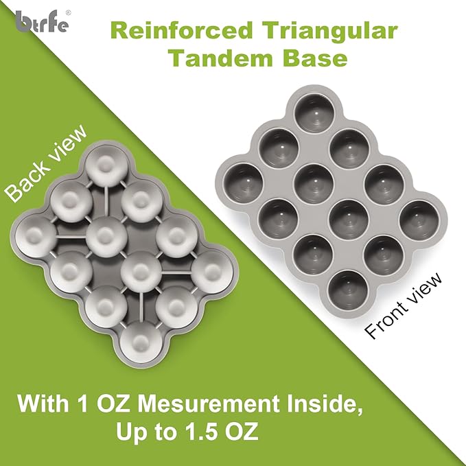 Baby Food Storage Container - 1.5oz x 12 Pods Silicone Freezer Tray with Lid for Homemade Baby Food, Fruit Purees, Vegetable & Breast Milk (Grey)