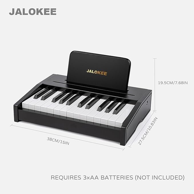 Kids Piano Keyboard, Digital Piano for Kids, Music Educational Instrument Toy, Wood Toy for 3+ Girls and Boys (Black, 25 Keys)