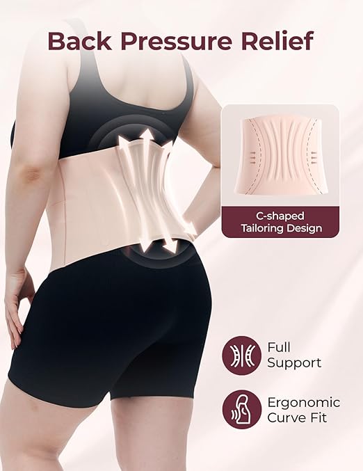 Momcozy Ergowrap Postpartum Belly Band for Natural and C-Section Recovery, Abdominal Binder with 3D Abdomen Lifting & Ergonomic Back Support, Seamless Belly Wrap Shapewear for Post Surgery Recovery