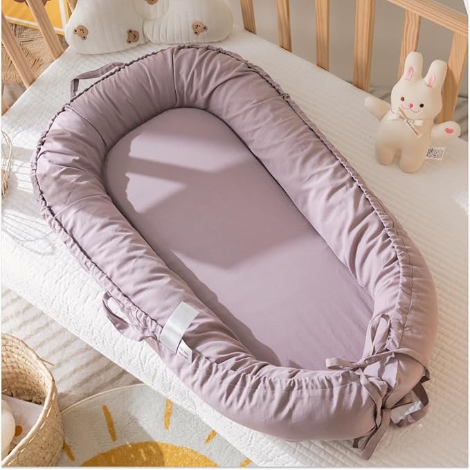 Infant Lounger, Baby Nest Cover for Baby Girls & Boys, Newborn Essentials for Baby 0-18 Months, 100% Cotton Breathable (Lavender_Blush)