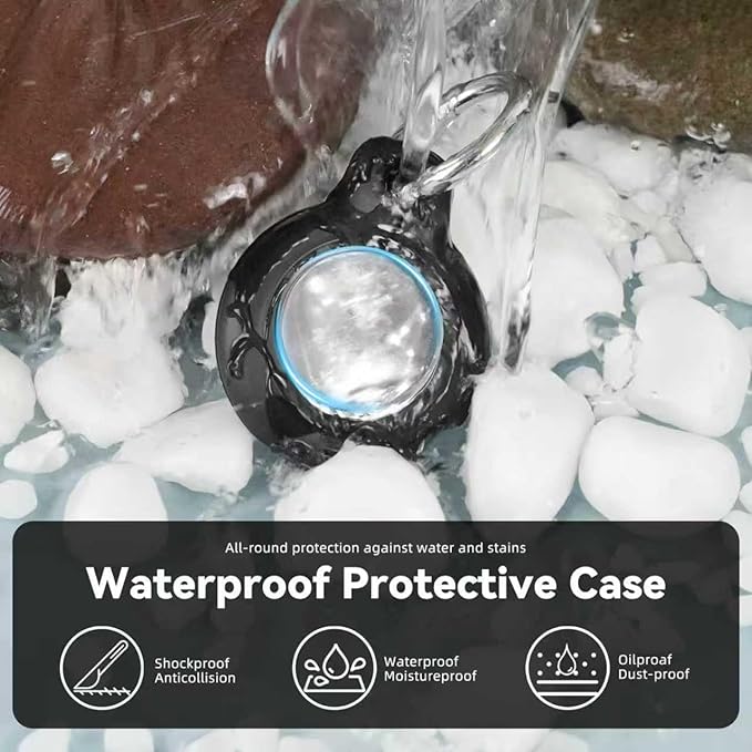 Upgrade Waterproof 2 Pack Airtags Holder with Apple Airtags Keychain, Hard PC Air Tag Case, Anti-Scratch & Shock Air tag Holder, Men's Women's Keyrings & Keychains -Black+Rose Red