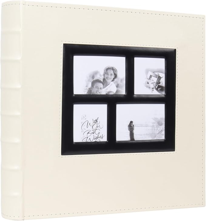 RECUTMS Photo Album 4x6 500 Pockets Photos, Leather Cover Large Picture Albums Holds 500 Horizontal and Vertical Photos for Wedding Family Baby (Beige)