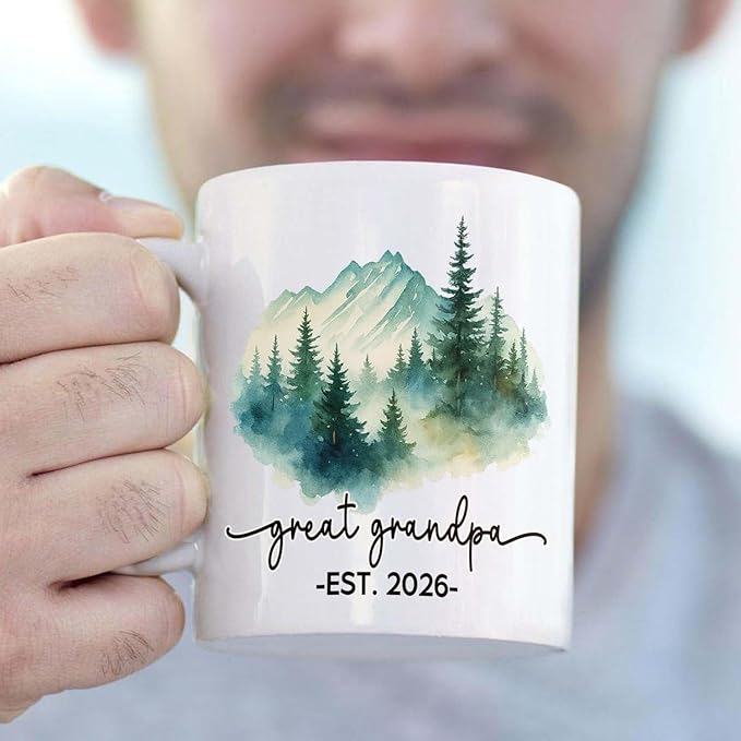 Promoted To Be Great Grandpa Coffee Mug 11Oz 15Oz, Personalized New Great Grandpa EST. 2026 Accent Ceramic Cup Gift For Pregnancy Reveal, Customized Nickname & Year Great-Grandfather White Coffee Cup