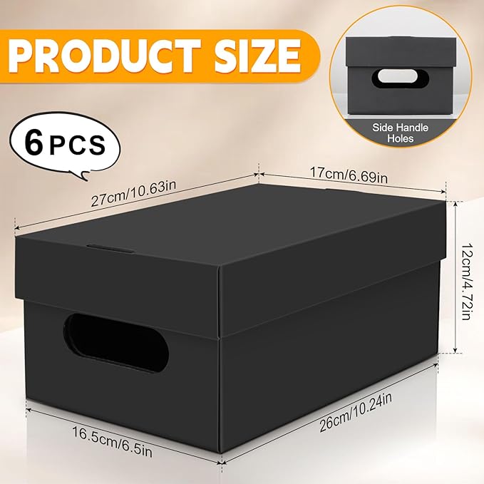 6PCS Photo Storage Box for 4"x6" Photos,10.2“ x 6.5“ x 4.7“ Picture Box Store and Protect Pictures,Documents Black