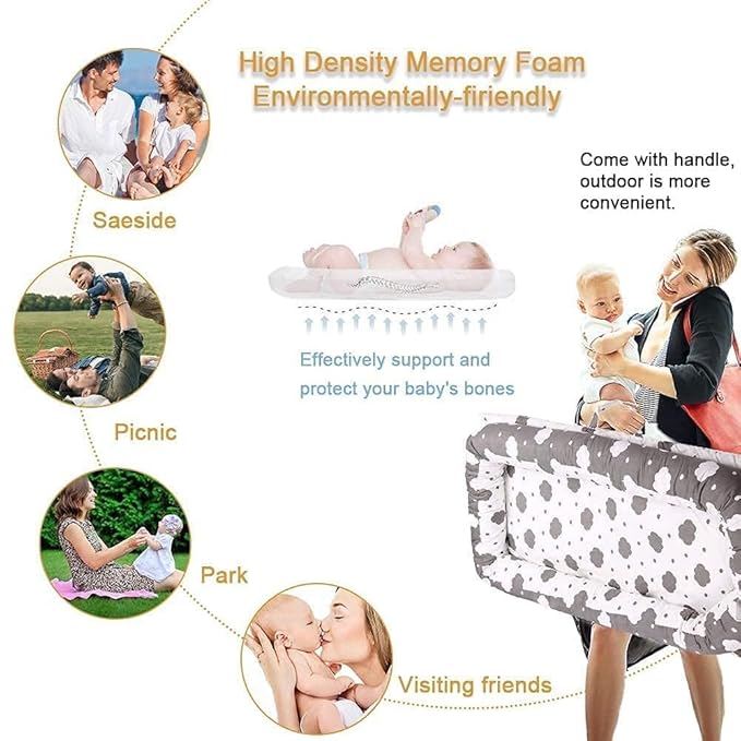Lounger for Newborn, Newborn Lounger for 0-24 Months, Breathable & Portable Infant Nest - Soft Infant Floor Seat Cover for Travel (Cloud)