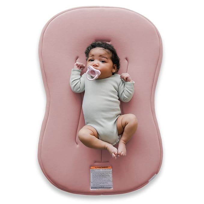 Snuggle Me® Baby Lounger Curve (0-6 Months) - Premium Organic Cotton with Foam Core, Machine-Washable Cover, Buttery-Soft & Breathable Infant Lounger with Travel Bag (30 in x 20 in x 1.9 in) - Gumdrop