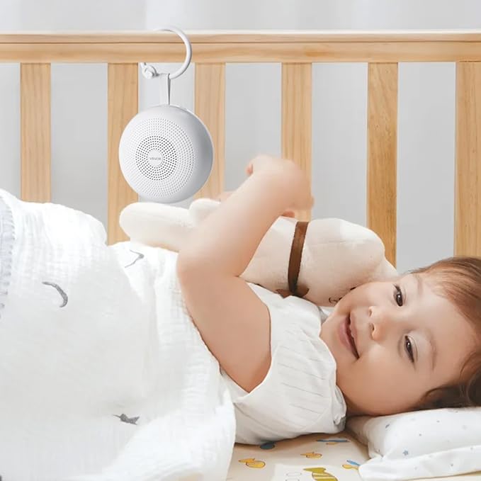 VEVOR Sound Machine, 30 Soothing Sleep Sounds, 3-in-1 Portable and Hangable White Noise Sound Machine with Auto-Off Timer, Soft Ring Light and Memory Function, for Baby, Adults, Home, Office & Travel