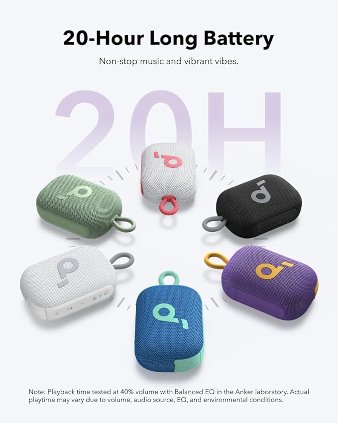 soundcore Select 4 Go Bluetooth Shower Speaker by Anker, IP67 WaterproofDustproof, Portable, Wireless, 20H Playtime, Floatable, Powerful Sound, Electronics for Outdoors/Home/Office/Travel/Party-Purple