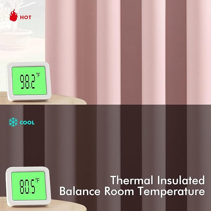 MIULEE Baby Pink Blackout Curtains for Girls Bedroom Living Room 78 Inches Long 2 Panels, Nursery Thermal Insulated Room Darkening Drapes Solid Grommet Top Noise Reducing Window Curtains 40x78 Inch