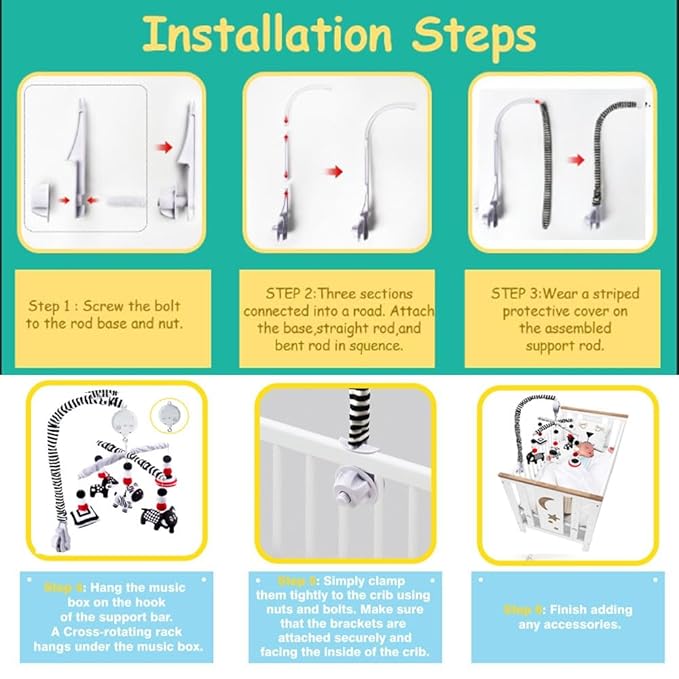 teytoy My First Baby Crib Mobile, Black and White Baby Mobile for Crib, High Contrast Mobile Toy for Newborn Infants Boys and Girls