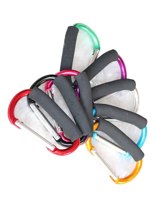 Large Stroller Hooks for Mommy, 2 pcs Carabiner Stroller Hook Organizer for Hanging Purses, Diaper Bag, Shopping Bags. Clip Fits Single/Twin Travel Systems, Car Seats (Silver+Golden Yellow)